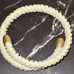 Plunder Cream Braided Cord Bracelet with Gold Caps